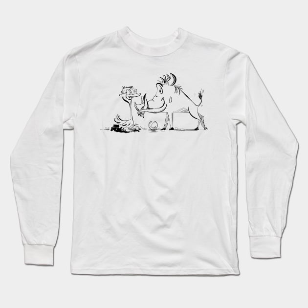 Warthog and duck Long Sleeve T-Shirt by Jason's Doodles